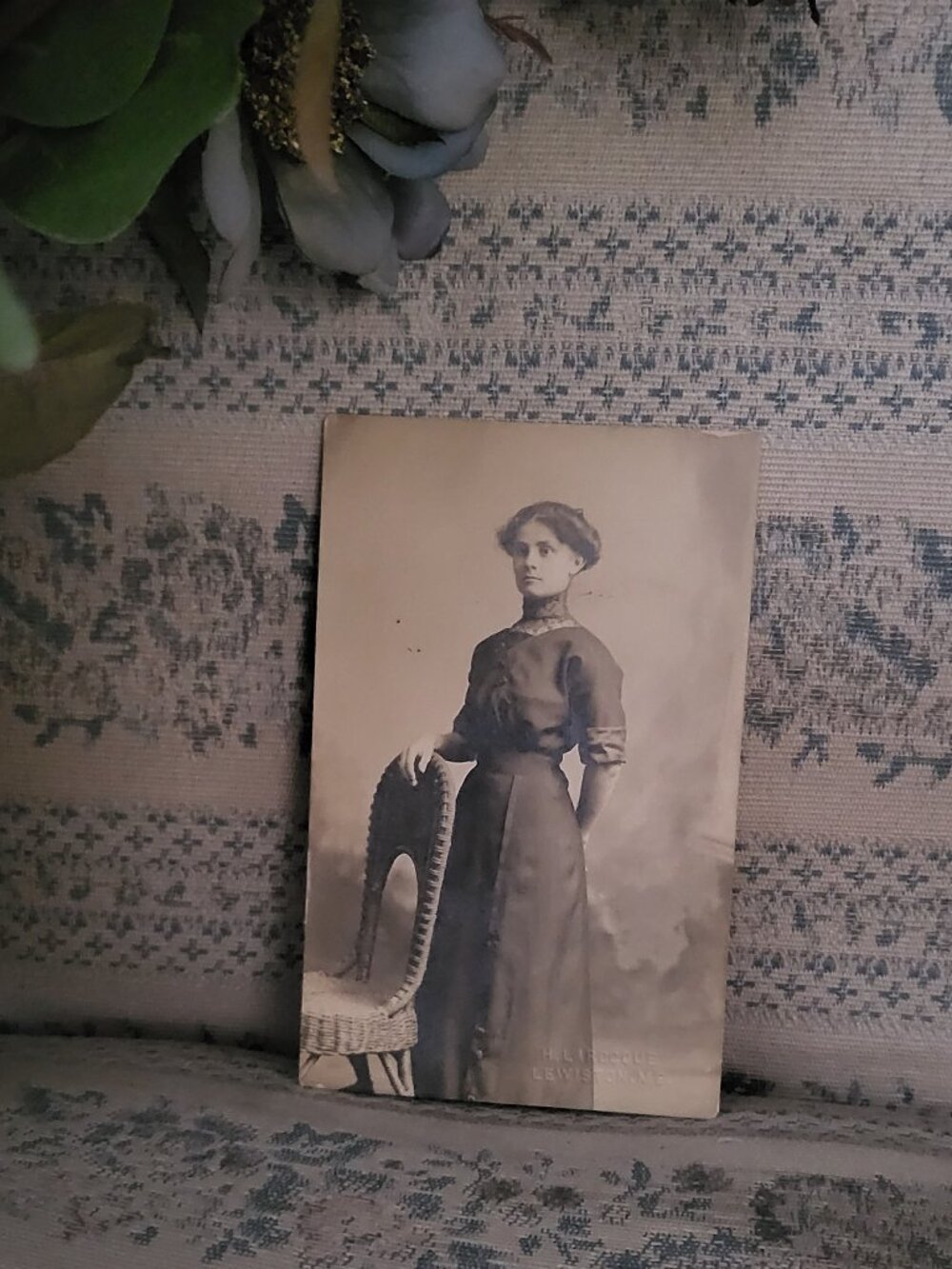 Antique Real Photo Postcard Woman Portrait Lewiston Maine AZO